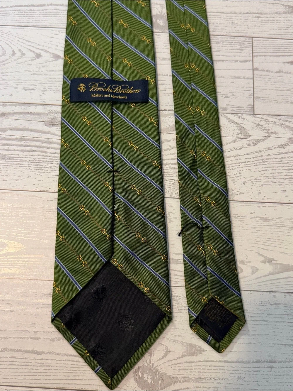 Brooks Brothers, Silk, Striped Horsebit Neck Tie, Green